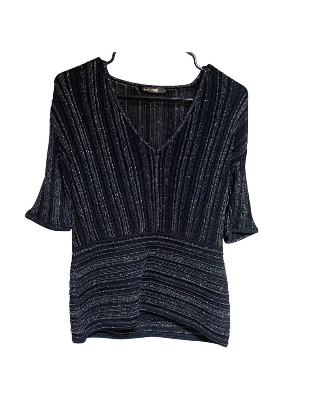 Roberto cavalli metallic pleated design with v-eck